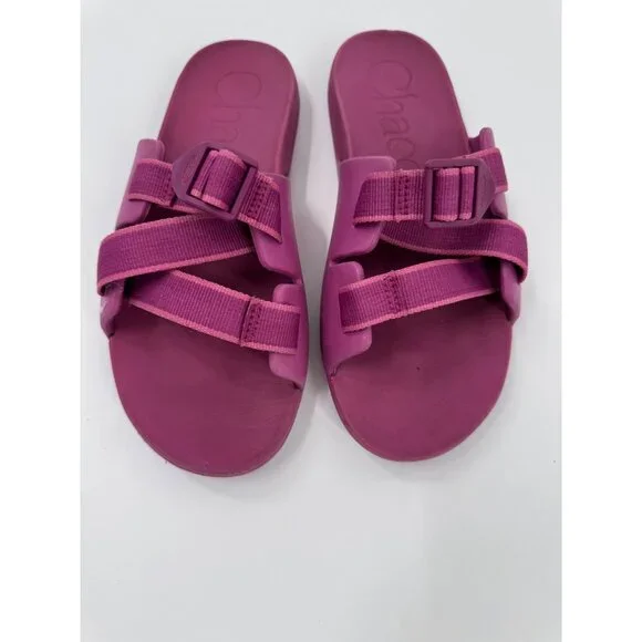 Chaco Kids Chillos Outskirt Fuchsia Slide Sandals K5 Durable Rubber Sole Casual - Picture 5 of 10